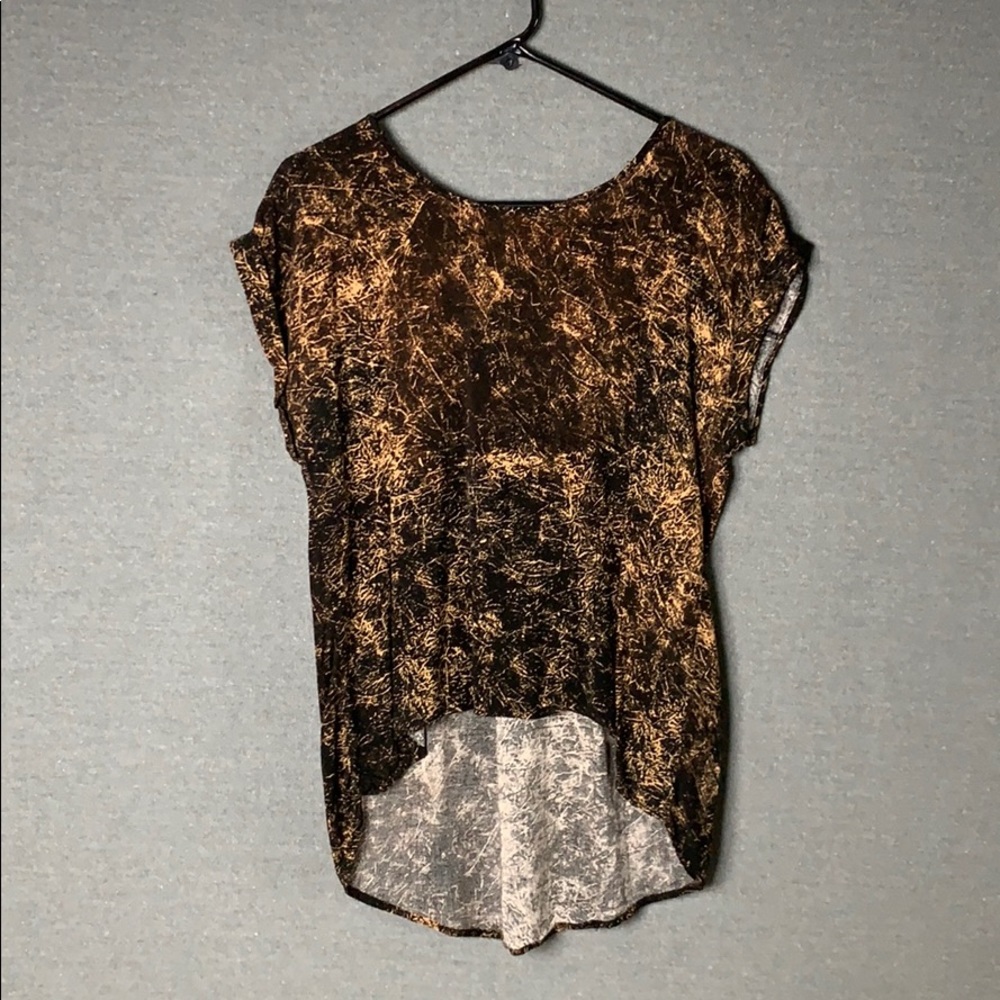 Distressed black and brown blouse